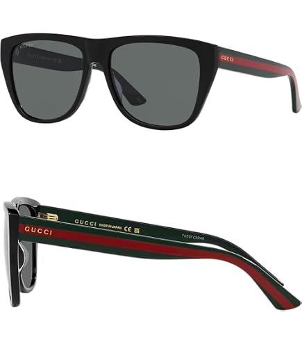 Amazon.com: Gucci GG0001SN Web Stripe & Lettering Logo Square